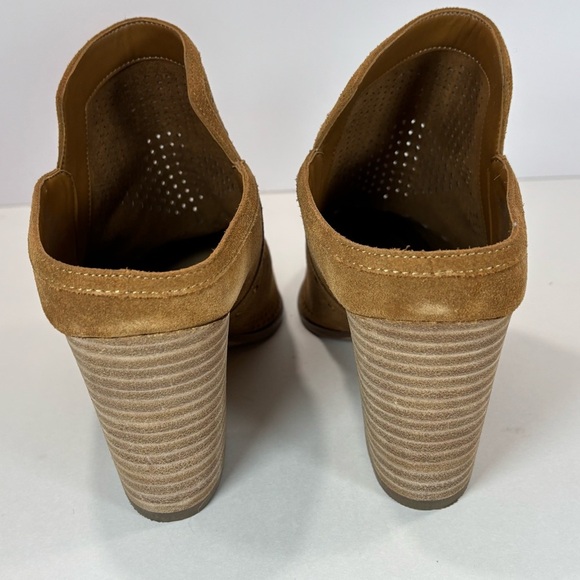 Gibson Latimer Women’s Tan Mules Block Heels Close Toe Shoes Suede Leather 10 M - Picture 5 of 10